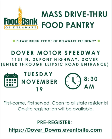  Mass drive-thru food pantry at Dover Downs